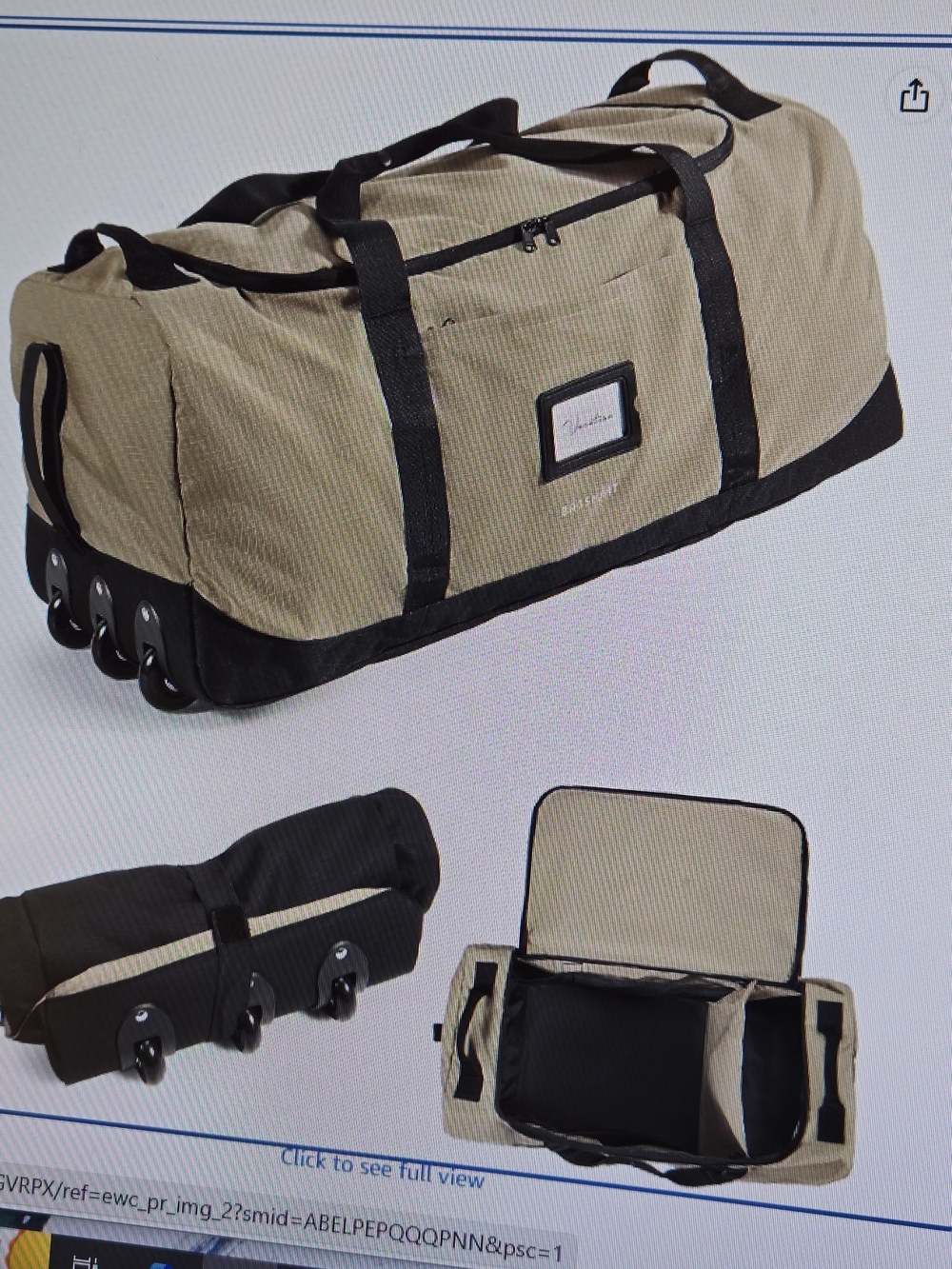 BAGSMART Rolling Duffel Bag  With 3 Durable Wheels